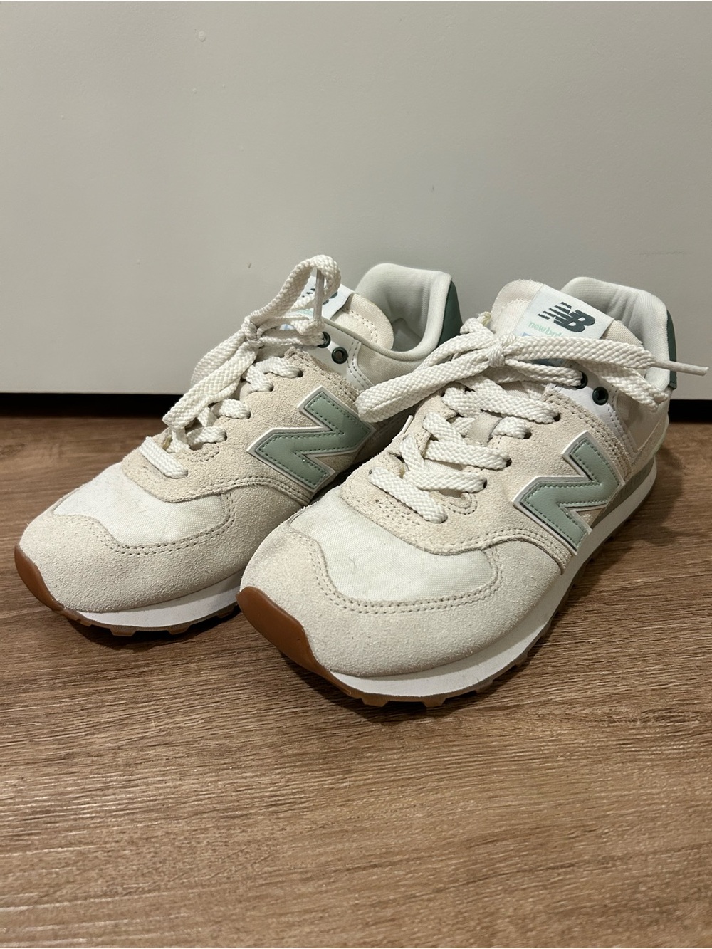 New Balance Women’s Cream and Sage Retro Sneakers